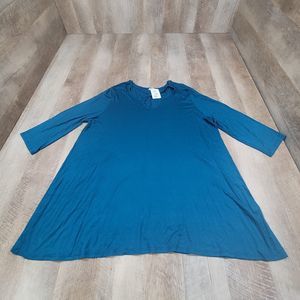 Fashion 10 Women's Plus Long Sleeve Criss Cross Tunic Top Teal Size 3X NWT